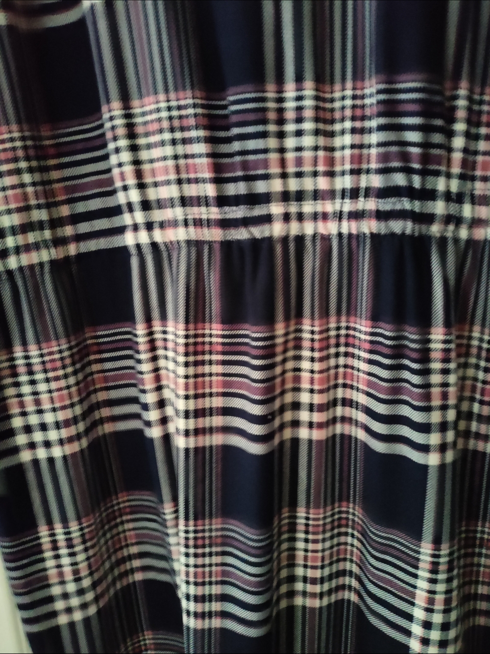Bobbie Brooks Navy, White & Pink Plaid Drawstring Tunic Dress - Picture 8 of 9